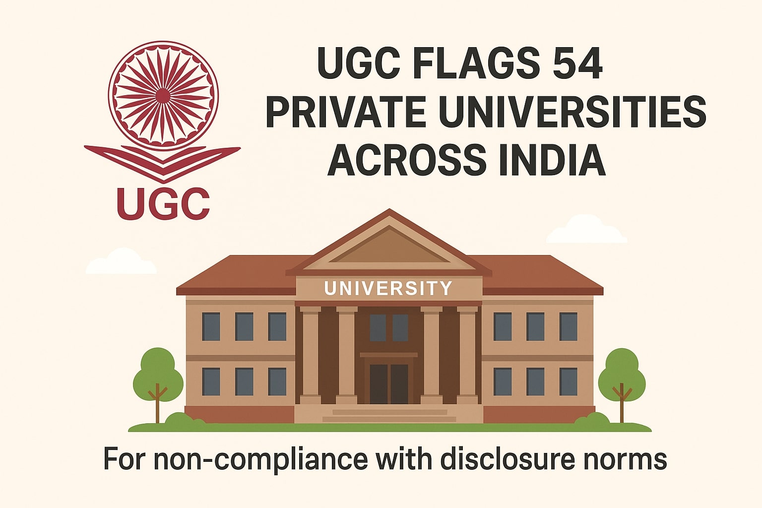 UGC flags 54 private universities across India for non-compliance with disclosure norms and failure to submit mandatory institutional data.