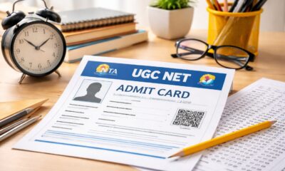 A symbolic representation of UGC NET December 2025 examination readiness, highlighting admit card access, exam preparation essentials, and the importance of timely updates from NTA.