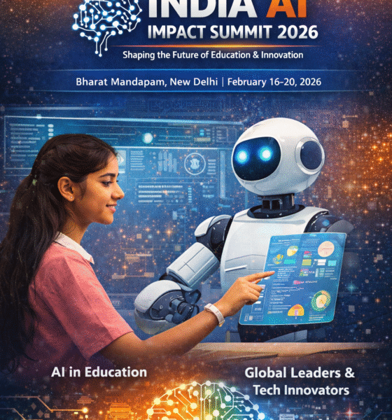 AI in education takes centre stage as students interact with intelligent systems at Bharat Mandapam, New Delhi.