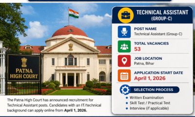 Patna High Court begins recruitment for 53 Technical Assistant posts; applications open from April 1, 2026