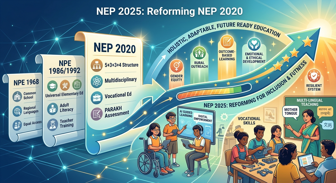 NEP 2025: A paradigm shift towards a resilient, inclusive, and future-oriented education system that transforms the vision of NEP 2020 into practical, technology-driven implementation.